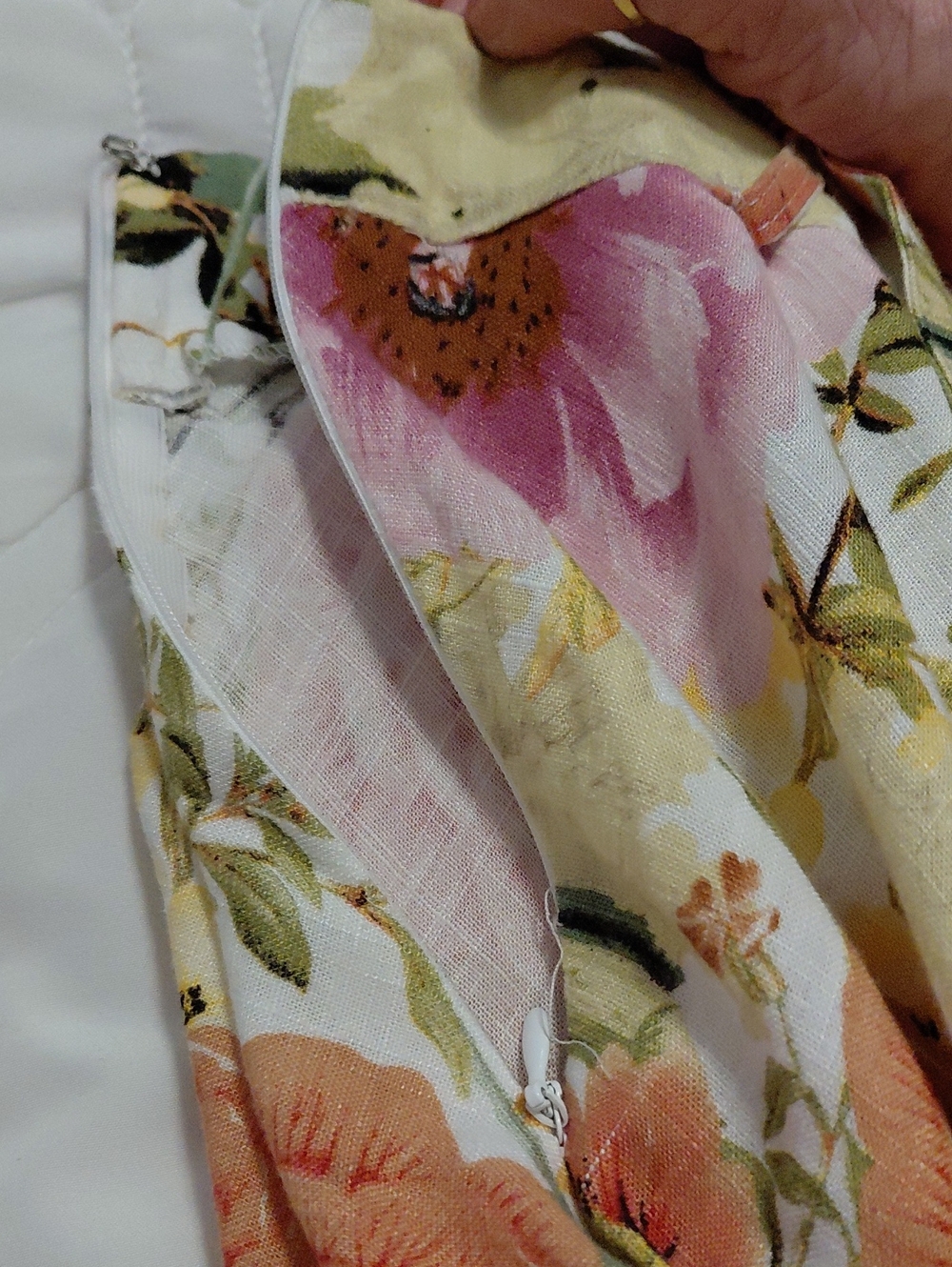 Floral Sleeveless Fitted 2 Piece Maxi Dress - Pink & Peach Green Flowers - Picture 12 of 16